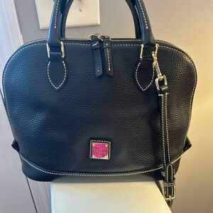 Beautiful Dooney & Bourke Black Pebble Leather Domed Satchel.